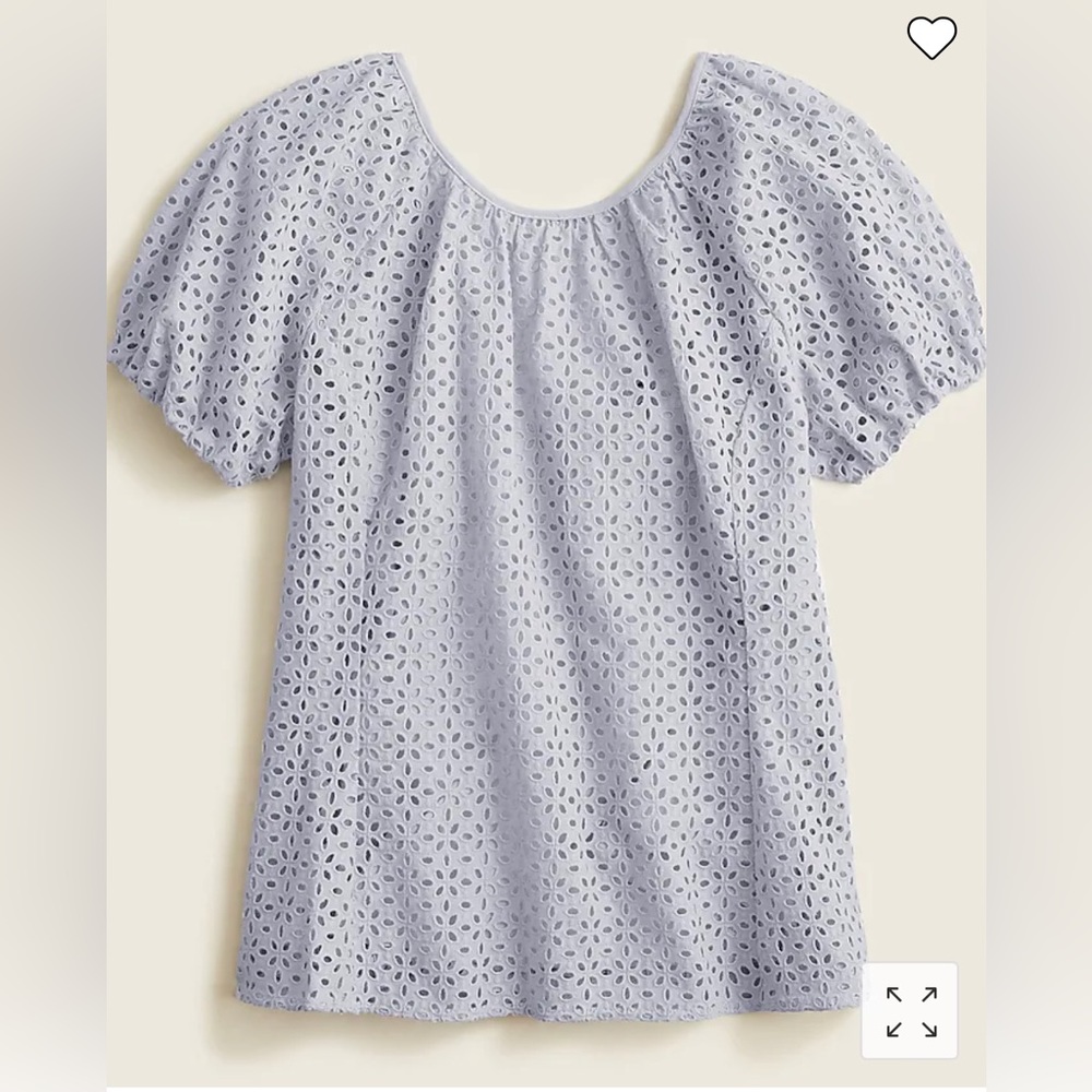 V-back puff-sleeve eyelet top size 4